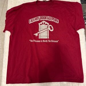 VTG Calvary Door Keepers Church Shirt XXL Fruit of the Loom Red Texas USA